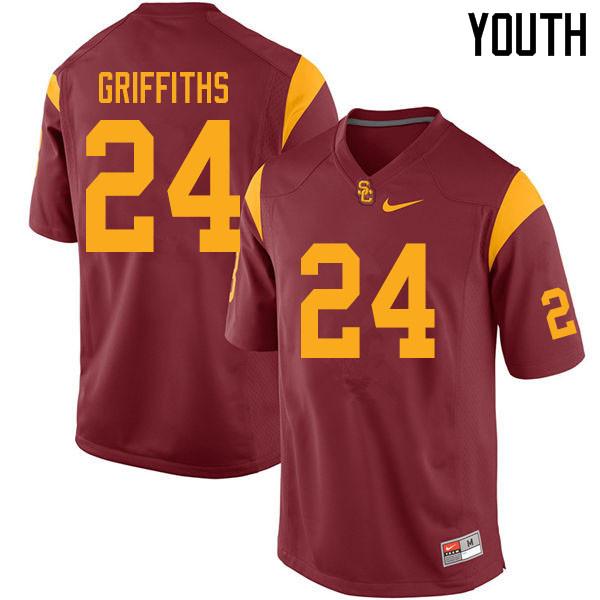 Youth #24 Ben Griffiths USC Trojans College Football Jerseys Sale-Cardinal